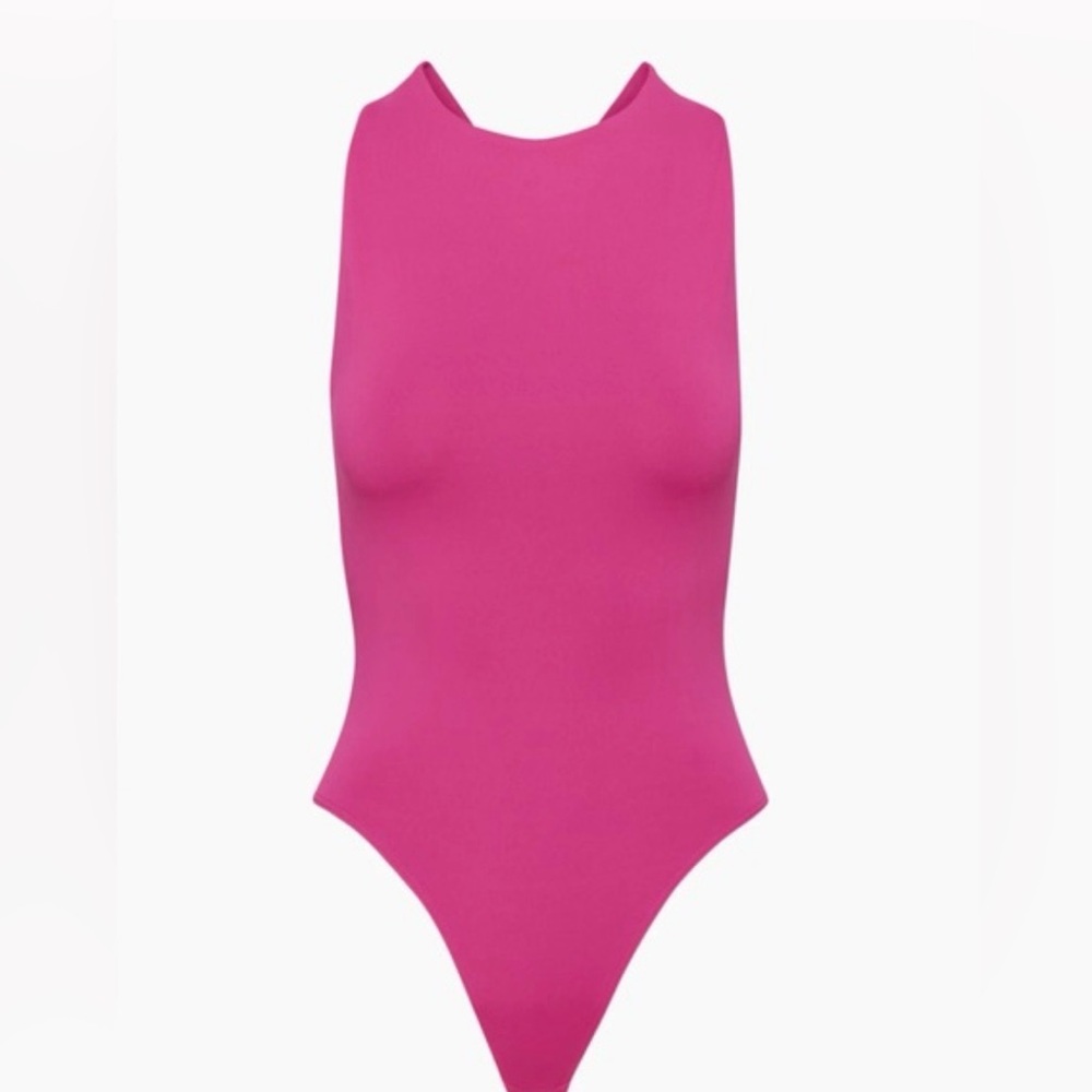 Aritzia Contour Cross-Back Bodysuit Magenta